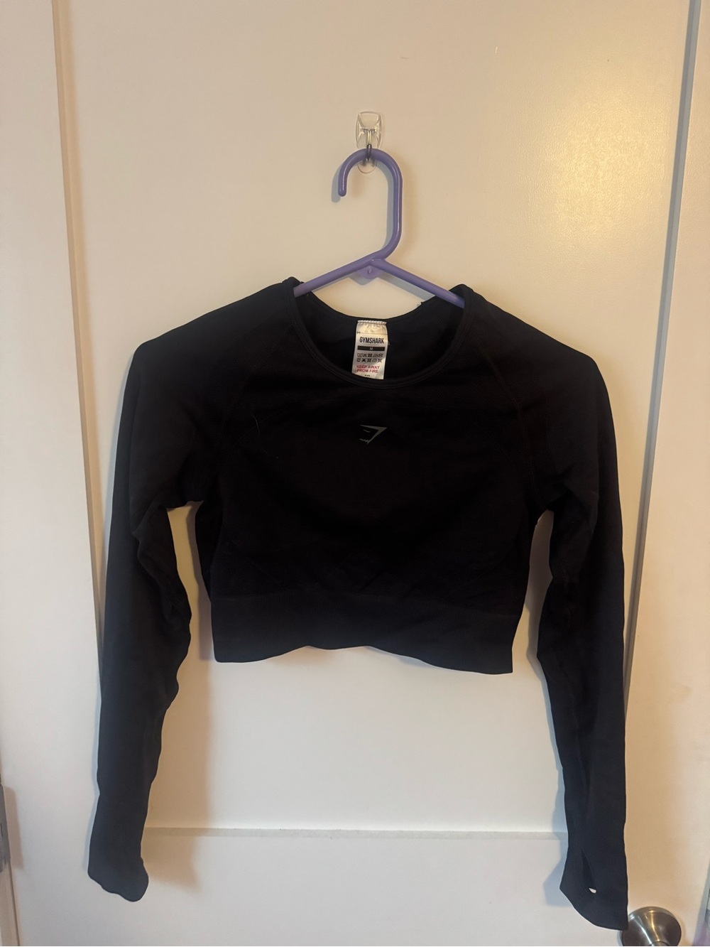 Gymshark Black Long-Sleeve Cropped Active Top